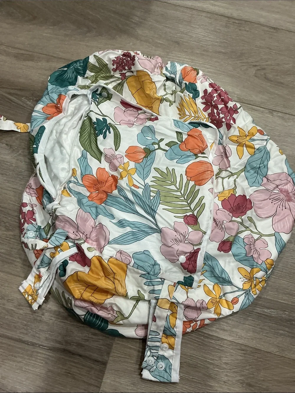 Floral Baby Car Seat Cover - White & Multicolor